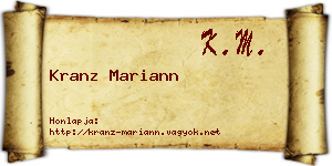 Kranz Mariann névjegykártya